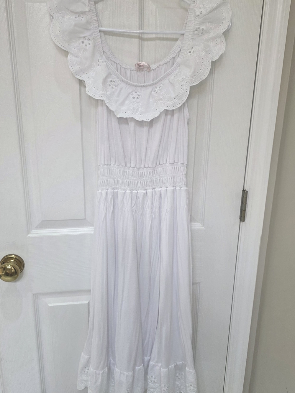 White Eyelet Ruffle Dress Size M